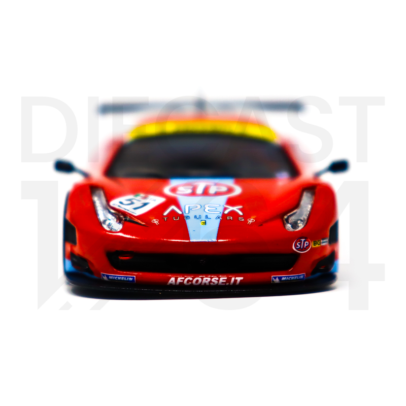 Tarmac Works 1:64 Ferrari 458 Italia GT3 FIA GT3 Europe 2011 D. Brown / G. Geddie- Red from bumper and headlights with apex logo