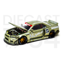 Kaido House x Mini GT 1:64 Nissan Skyline GT-R (R34) Kaido Works V4 with opening hood to reveal engine