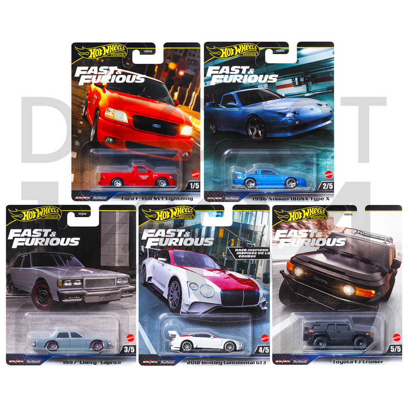 Set of 5 Hot Wheels 1:64 Fast & Furious Premium 2024 H Assortment