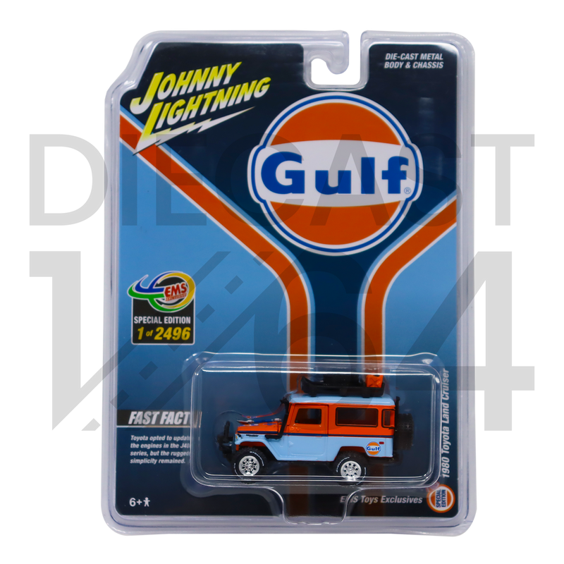Johnny Lightning 1:64 Indonesia EMS Exclusive 1980 Toyota Land Cruiser Gulf Limited 2,496 Pieces