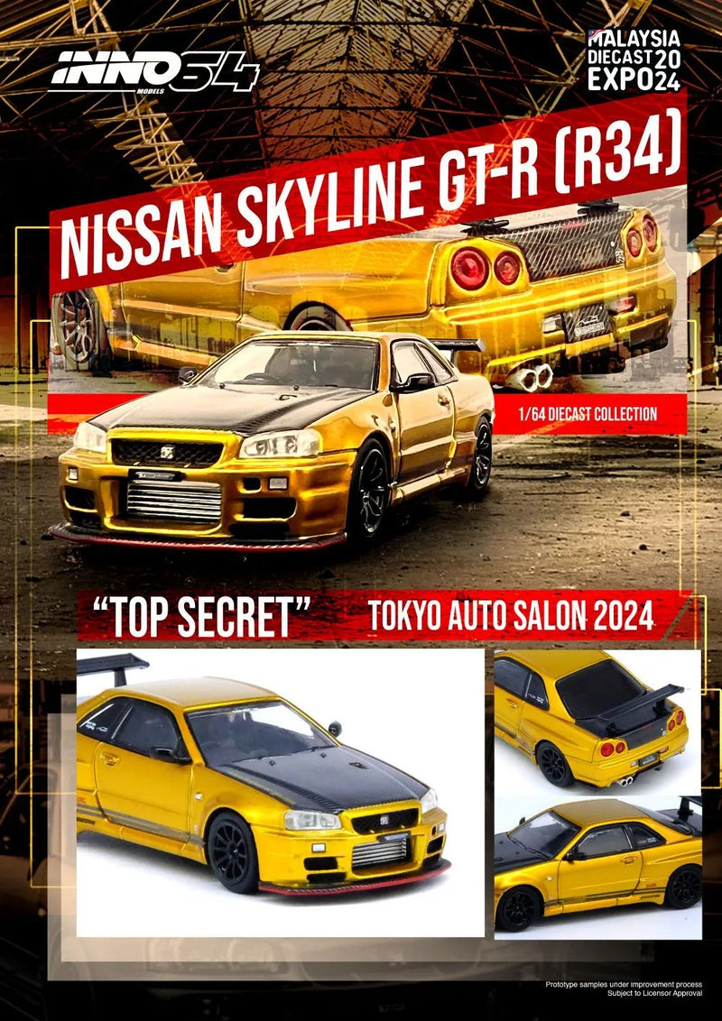 Inno64 Nissan GT-R (R34) "Top Secret" Tokyo Auto Salon Malaysia Diecast Expro 2024 Exclusive