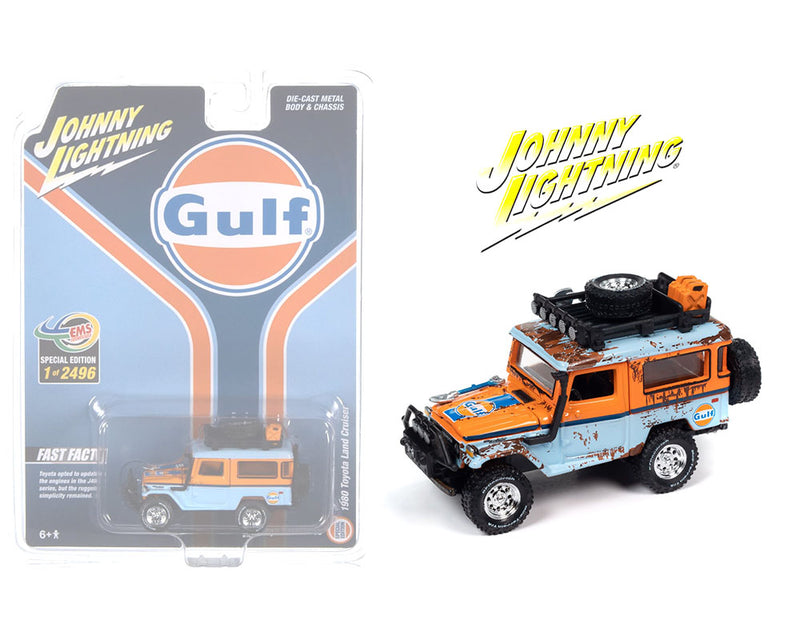 Johnny Lightning 1:64 Indonesia EMS Exclusive 1980 Toyota Land Cruiser Gulf Rusty version Limited 2,496 Pieces