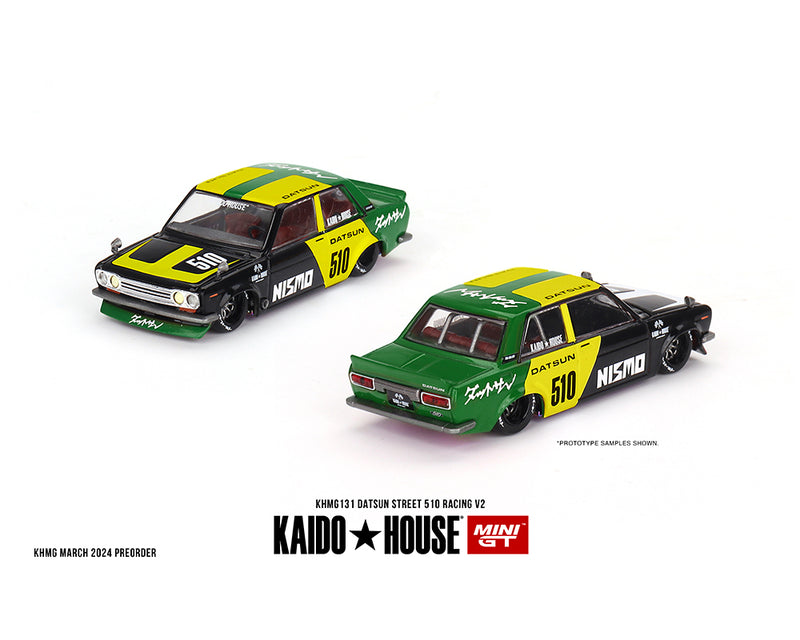 Kaido House x Mini GT 1:64 Datsun Street 510 Racing V2 – Black Yellow