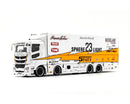 GCD 1:64 Liberty Walk LB-Trucks Mitsubishi Fuso Super Great Transporter Sphere – White driver side door and trailer