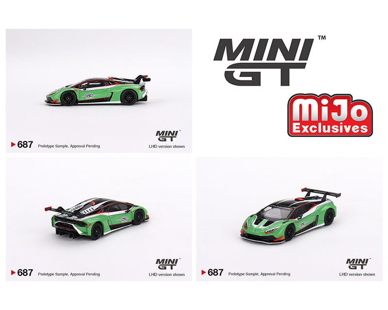 Mini GT 1:64 Lamborghini Huracan GT3 EVO2 Presentation Green – MiJo Exclusives