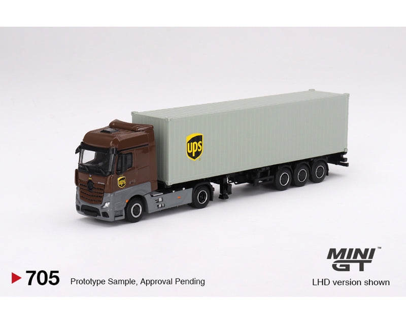 Mini GT 1:64 Mercedes-Benz Actros with 40 Ft Dry Container – UPS Europe