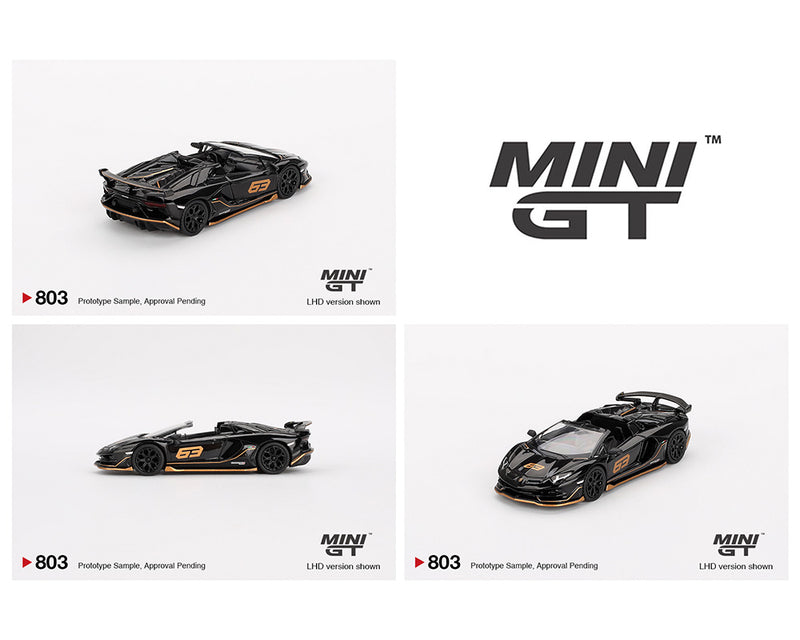 Mini GT 1:64 Lamborghini Aventador SVJ 63 Roadster Nero Aldebaran