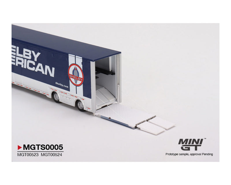Mini GT 1:64 Shelby American Transporter Set Western Star 49X & Shelby GT500 SE Widebody – Mijo Exclusives with rear opening doors