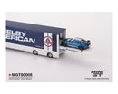 Mini GT 1:64 Shelby American Transporter Set Western Star 49X & Shelby GT500 SE Widebody – Mijo Exclusives with rear vehicle lift platform
