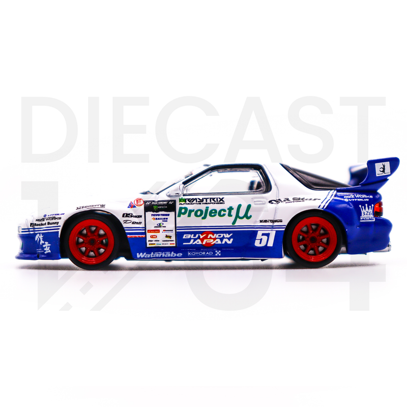 Tarmac Works 1:64 Pandem Mazda RX-7 FC3S Drift driver side door and wheels