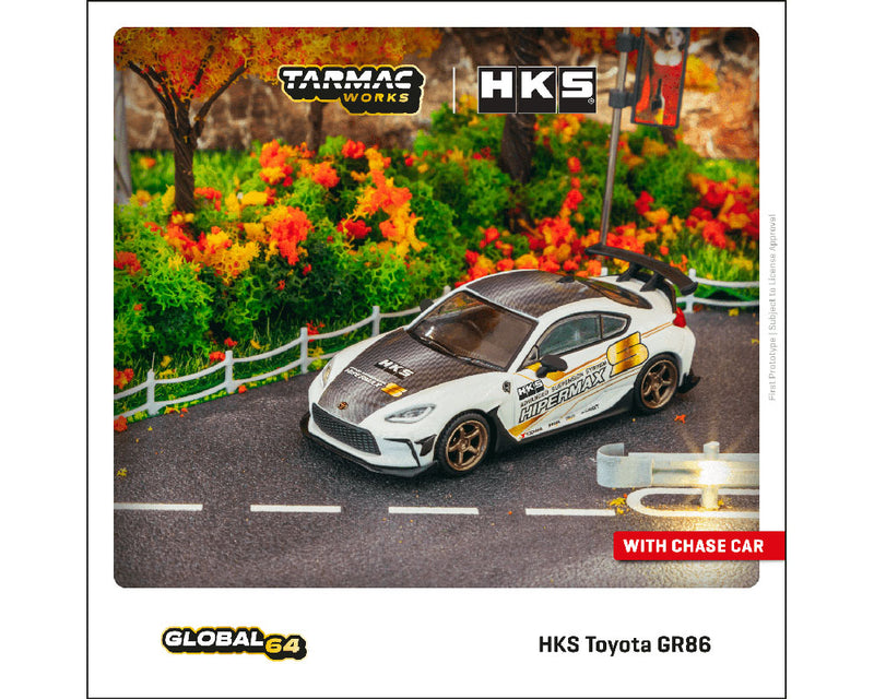 Tarmac Works 1:64 HKS Toyota GR86 HKS HIPERMAX (White) – Global64