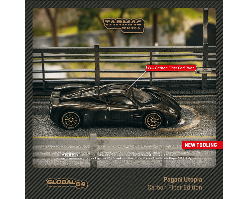 Tarmac Works 1:64 Pagani Utopia – Black Carbon Fiber Edition – Global64