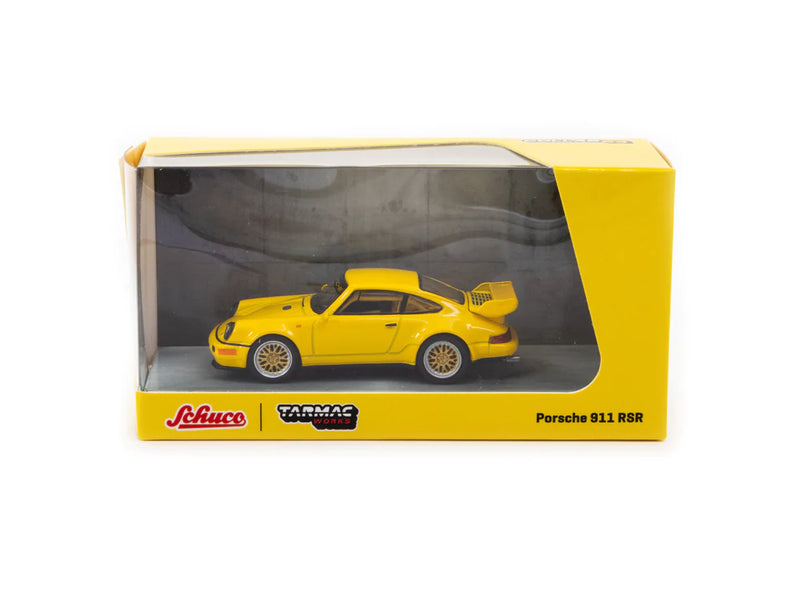 Tarmac Works x Schuco 1:64 Porsche 911 RSR 3.8 (Yellow) – Collab64