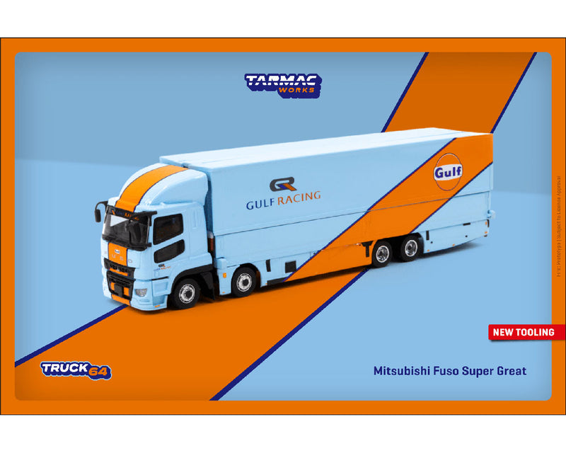 Tarmac Works 1:64 Mitsubishi Fuso Super Great GULF Racing Transporter