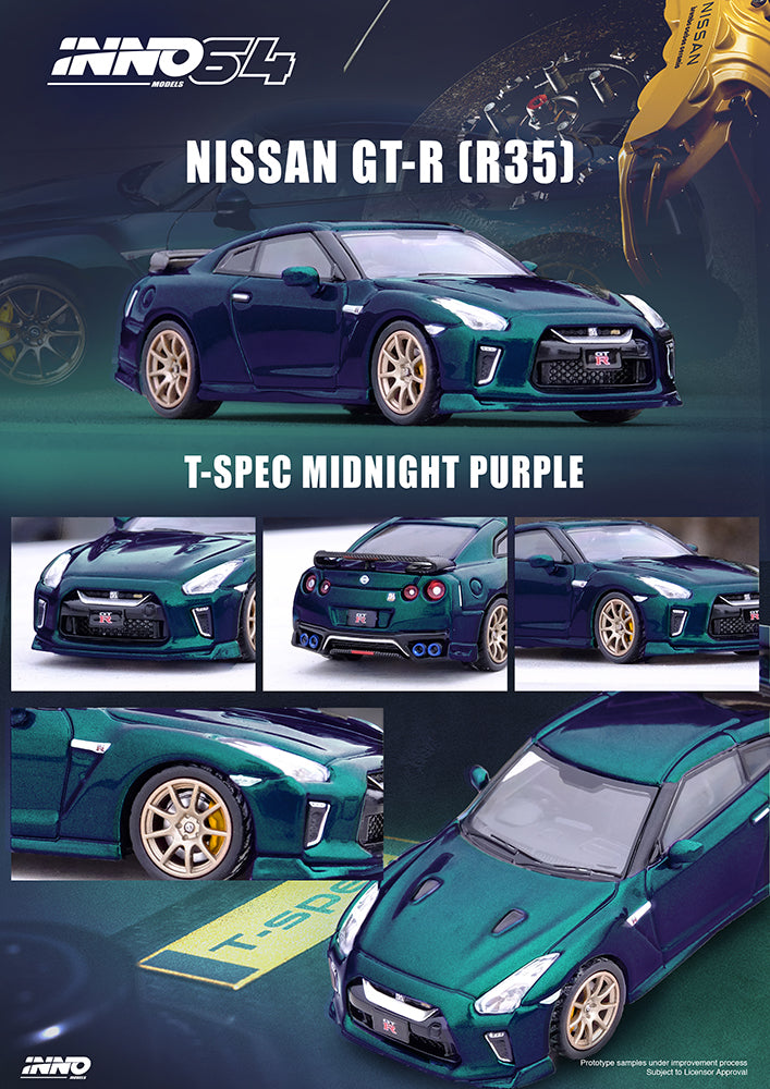 Inno64 NISSAN GT-R (R35) T-SPEC Midnight Purple front and rear bumpers