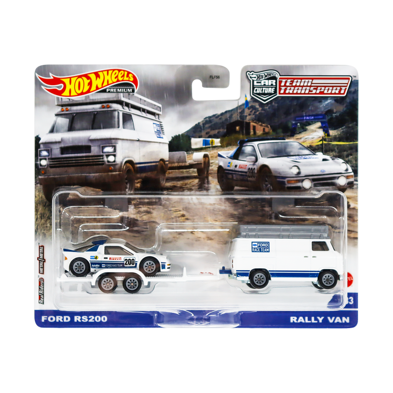 Hot Wheels Team Transport Ford RS200 with Rally Van