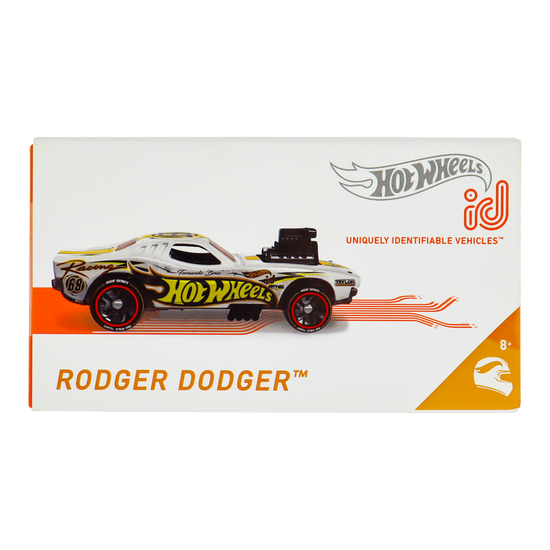 Hot Wheels Rodger Dodger ID Car in box. Number 3 of 5 in the 2019 HW Race Team Series