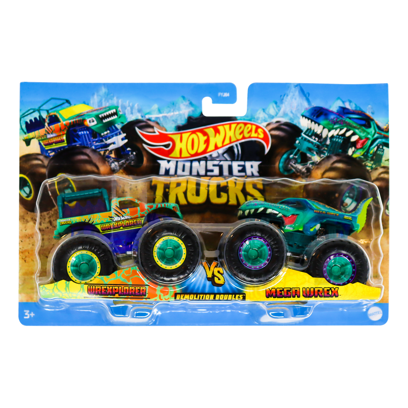 Hot Wheels Monster Trucks - 1:64 2Pack Mega Wrex with Crushed