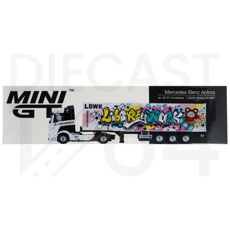 Mini GT Mercedes-Benz Actros with 40 Ft Container - LBWK Kuma Graffiti