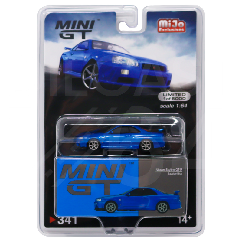 Mini GT MiJo Exclusive Nissan Skyline GT-R Bayside Blue R34