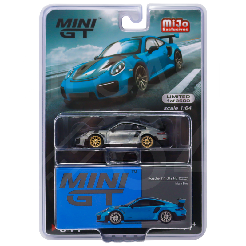 Mini GT MiJo Exclusive Porsche 911 GT2 RS Miami Blue