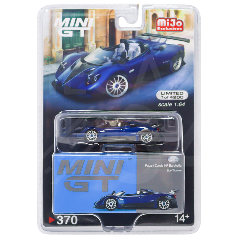 Mini GT MiJo Exclusive Blue Pagani Zonda HP Barchetta